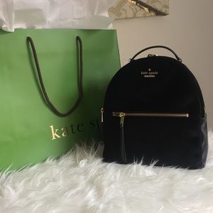 New KATE SPADE Black Velvet Mini Backpack
